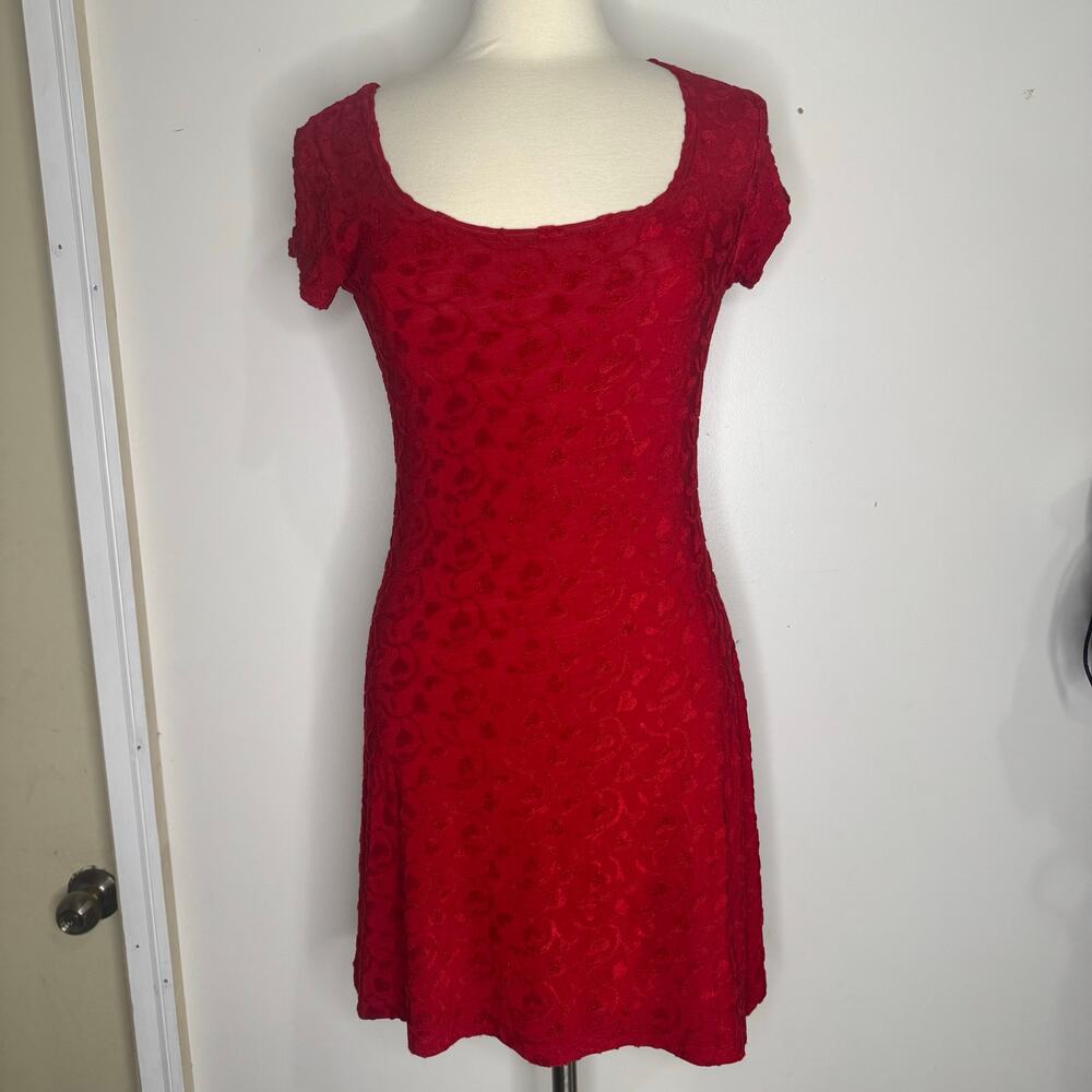 VINTAGE | ALL THAT JAZZ Hearts Babydoll Grunge  Cherry Red Mini Dress